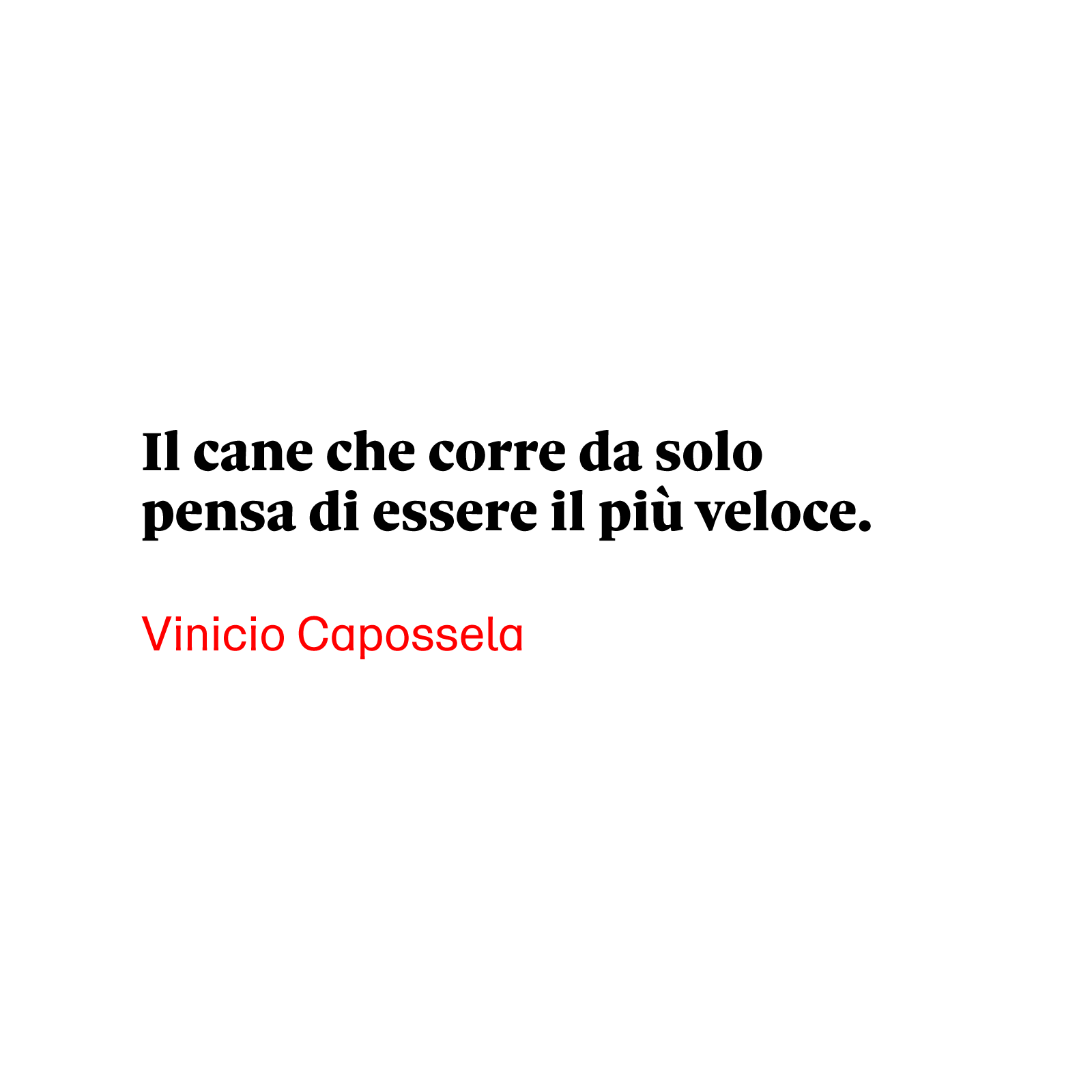 Il cane che corre da solo pensa di essere il più veloce. Vinicio Capossela