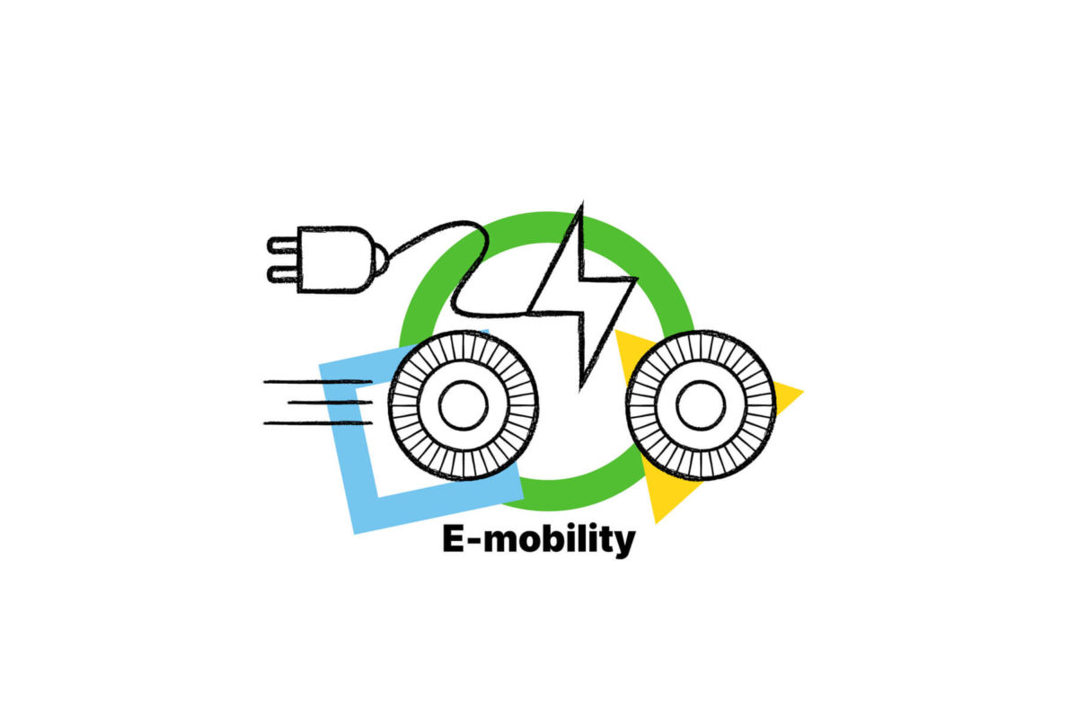 Coman: icona della corrente elettrica, spina e due ruote per identificare la mobilità elettrica