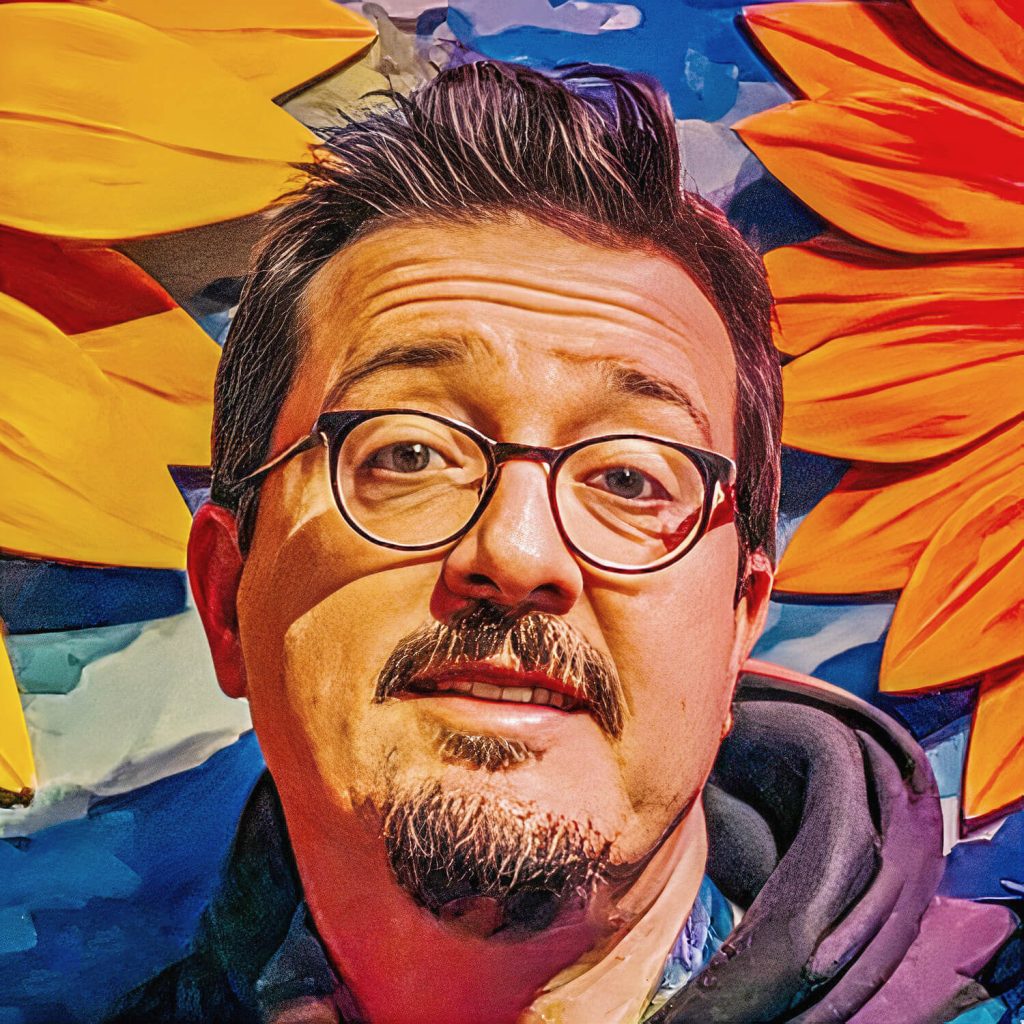Coloured portrait of Maurizio Piacenza, AKA ilpiac.